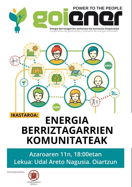 Energia berriztagarrien komunitateei buruzko tailerra antolatu du Udalak